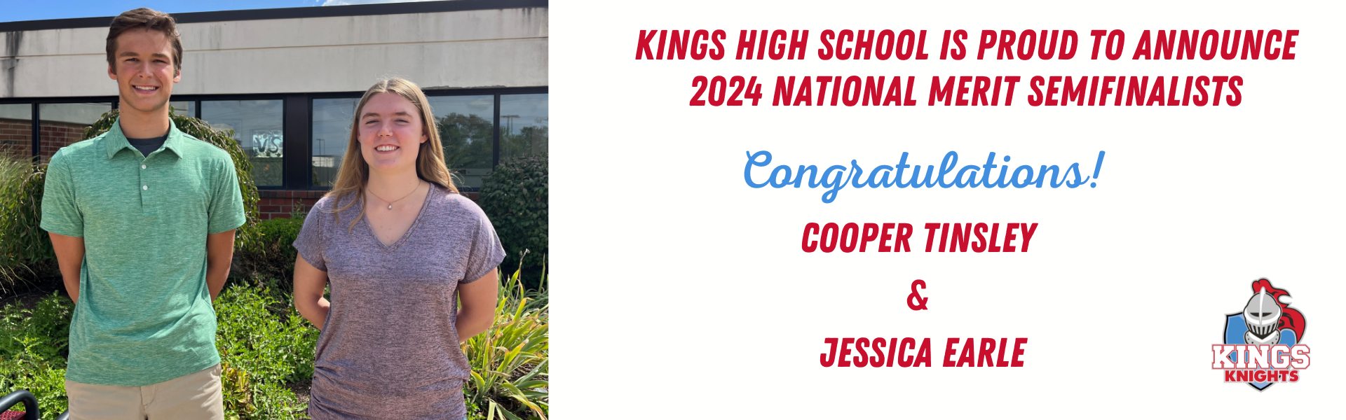 KHS 2024 National Merit Semifinalists Jessica Earle and Cooper Tinsley